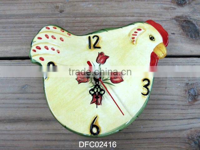 Cute ceramic emboss clock decorative hang wall clock