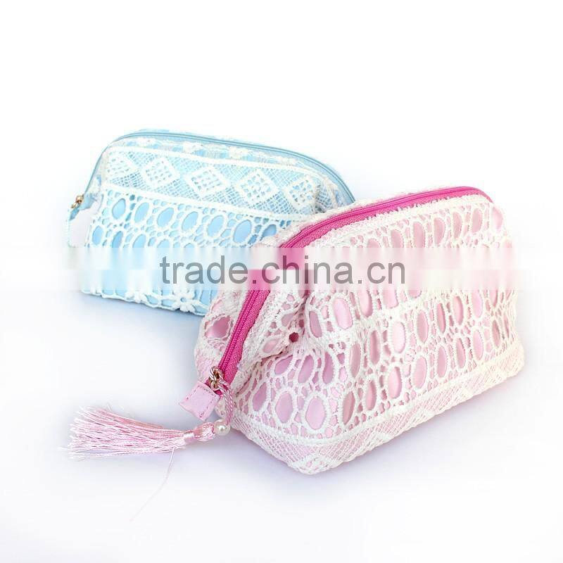 Special shape satin lace cosmetic bag OEM size and logo Since 1997