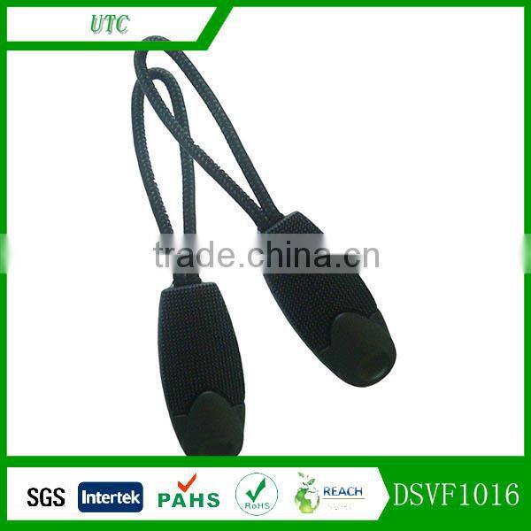 custom design plastic U zipper puller woven taps with logo zipper puller
