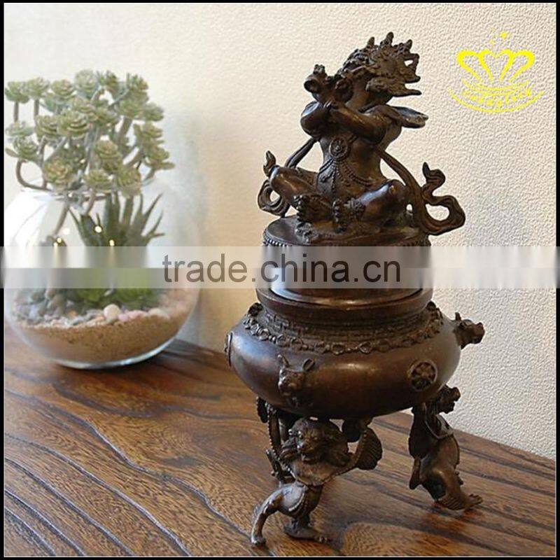 The bronze censer Temple round rectangle copper incense burner