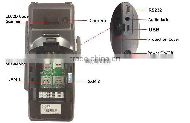 NFC Andriod mobile pos with biometric ,qr code scanner, payment terminal with free SDK--H-S1000