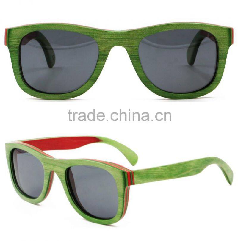 High quality Italy designer blue handmade custom skateboard wood sunglasses