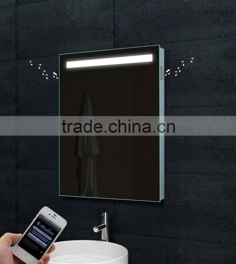 Framelss backlit led MP3 Bluetooth bathroom mirror with demister pad