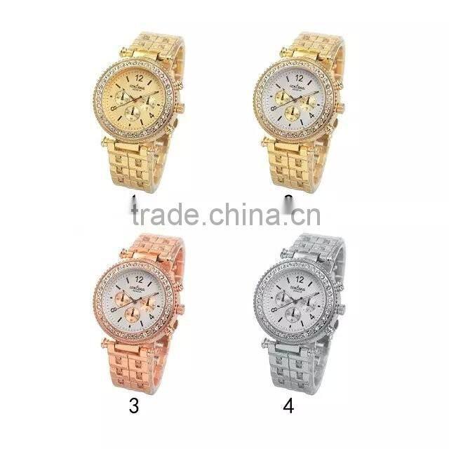 geneva rhinestone diamond metal women gold wrist watch