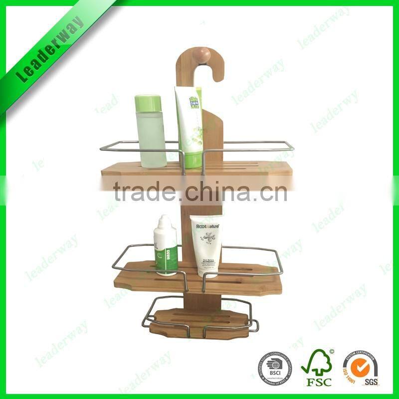 Popular 3-tier bathroom bamboo display rack with metal