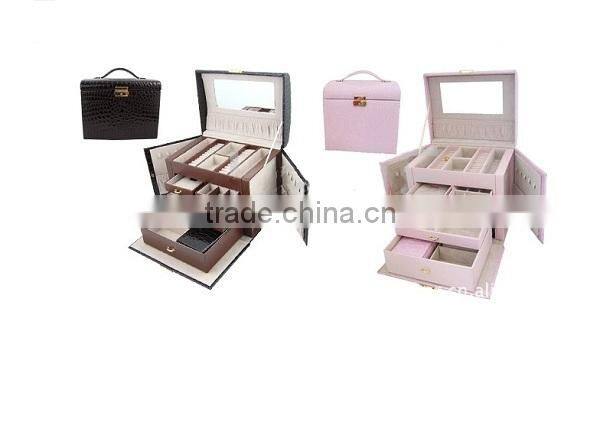 Cosmetic storage box with chic crocodile pattern pu leather