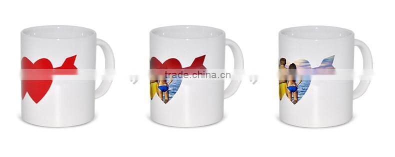 11oz heart shape color changing wholesale ceramic personalized photo mugs