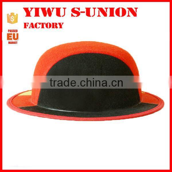 Custom yellow red black carnival clown felt party bowler hats for sale