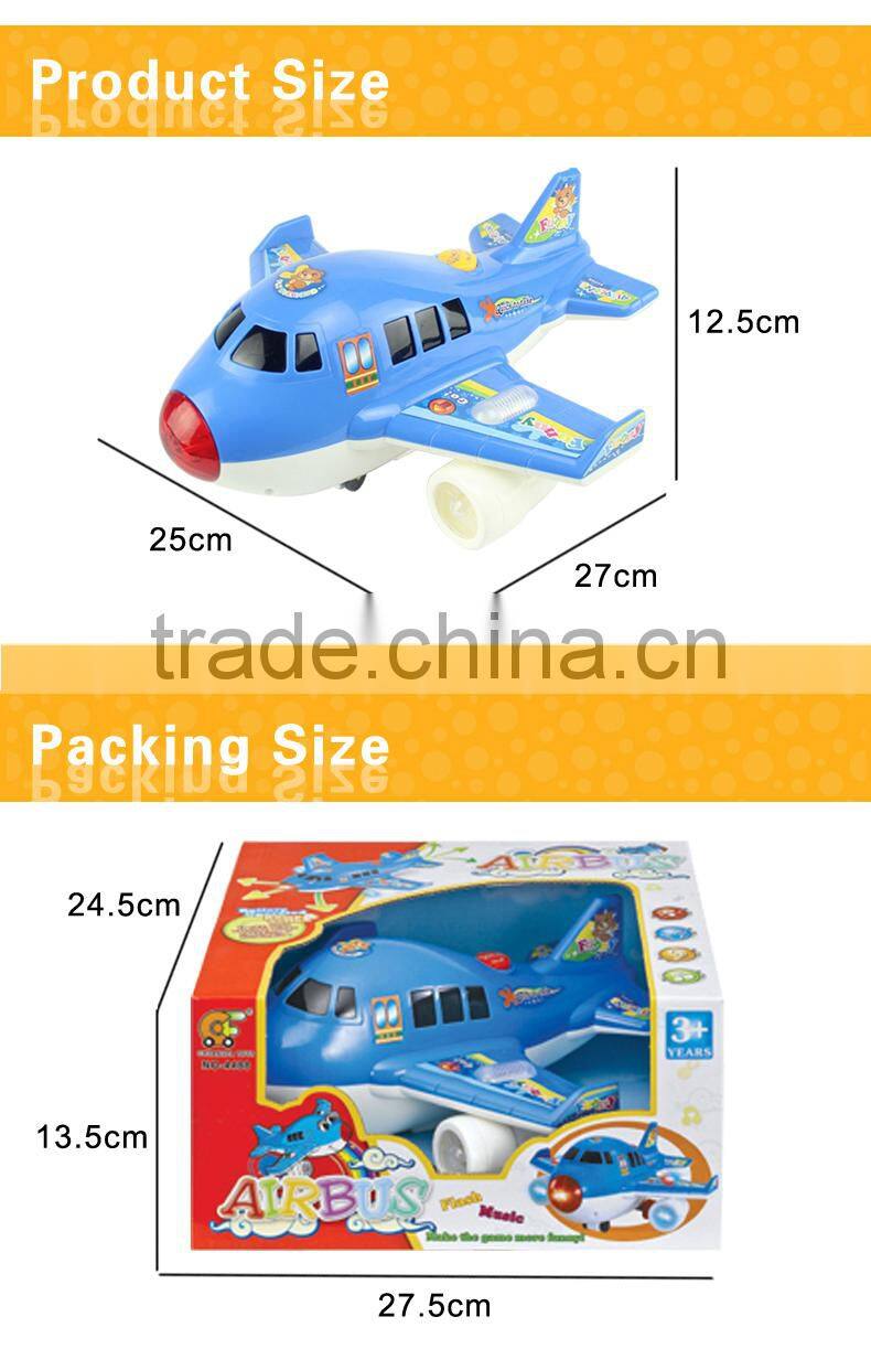 Kid promotion gift toys electric music airplane with light plastic toys for children