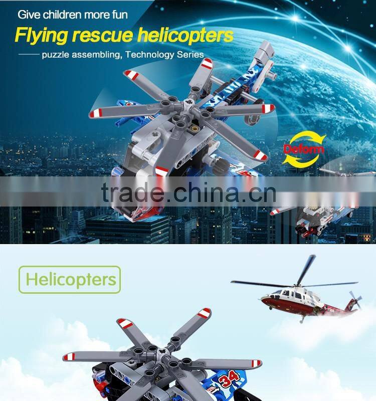 educational Puzzle plastic building blocks child toy flying rescue helicopter