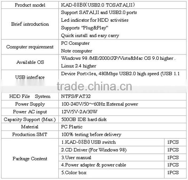 For 2.5''/3.5'' SATAI,II usb to esata sata bridge adapter