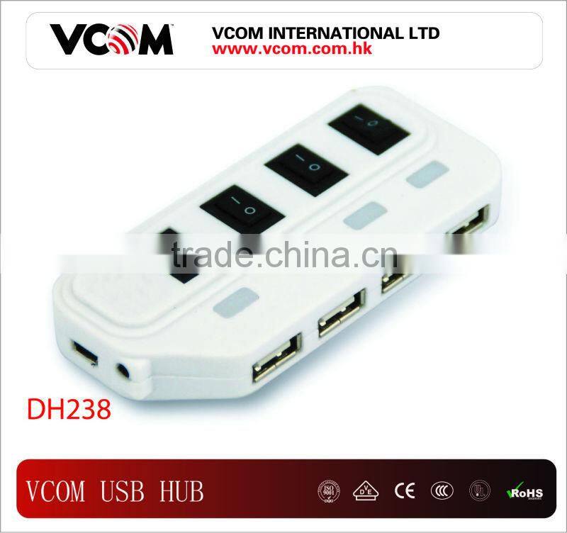 VCOM White 4 Port USB Hub Compatible with USB2.0/ 1.1