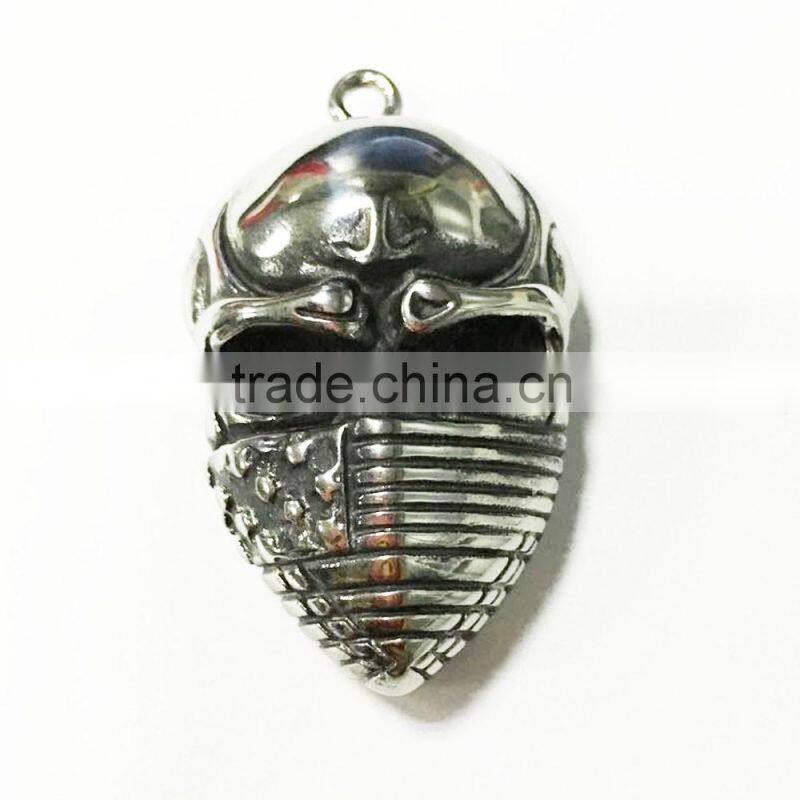 china factory american flag mask face skull pendants necklaces, best seller stainless steel casting skull biker pendants (HS-84)