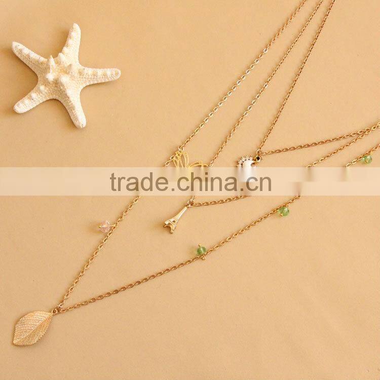 MYLOVE Fashion gold plated necklace cute butterfly leaf pendant long polo chain sweater necklace HOT MLSC-17