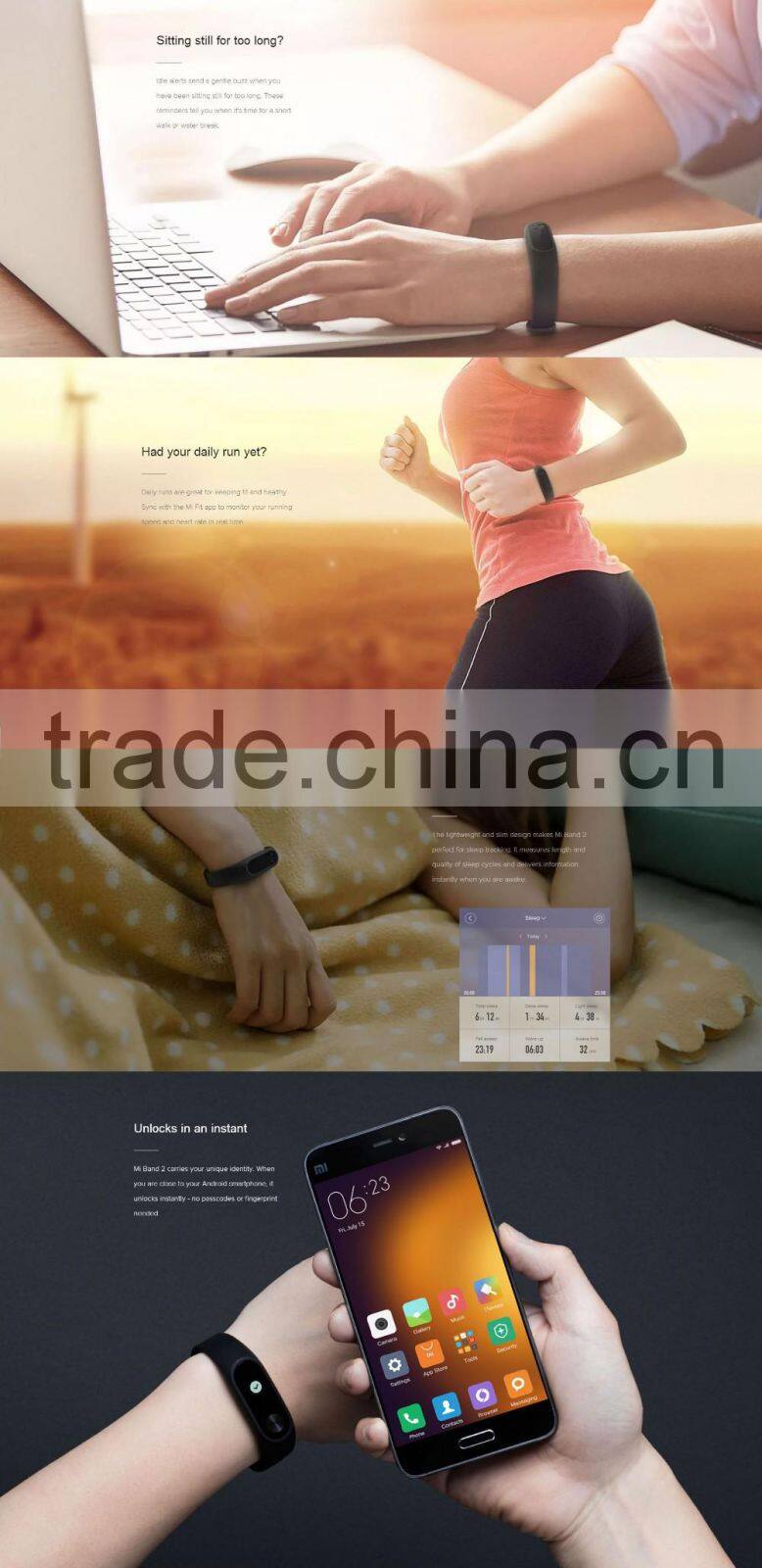 2016 original Xiaomi Mi Band 2 Miband Wristband Bracelet with Smart Heart Rate Fitness Touchpad OLED Screen Mi Band 2