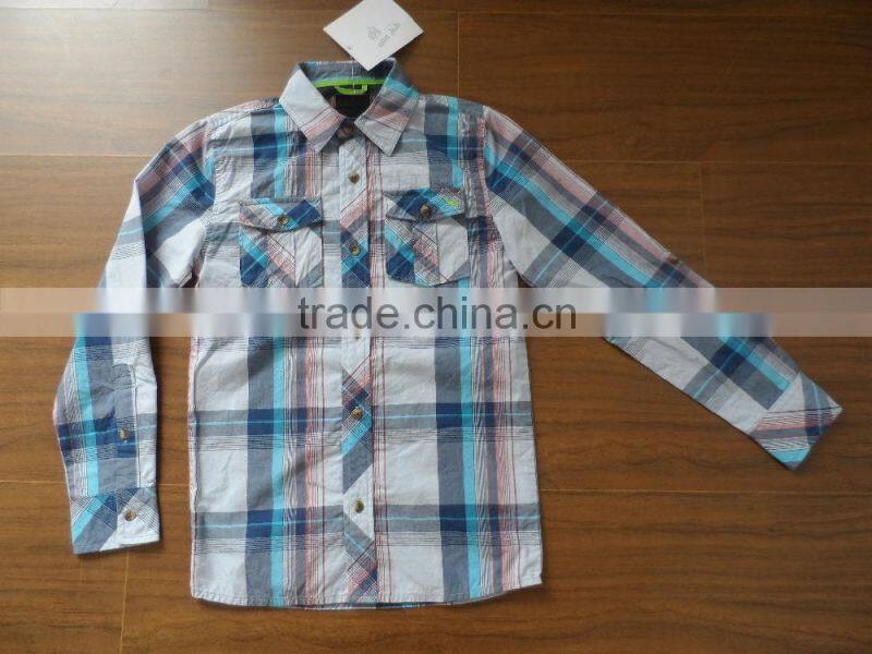 Custom Kids Boys Stylish Outdoor Outwear brushed Cotton Plaid long Shirt