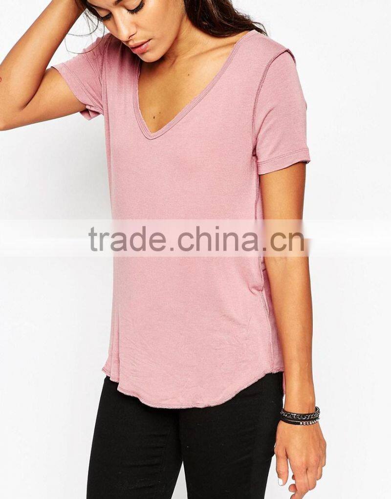girls new fashion design t shirt top fashion plain t shirt