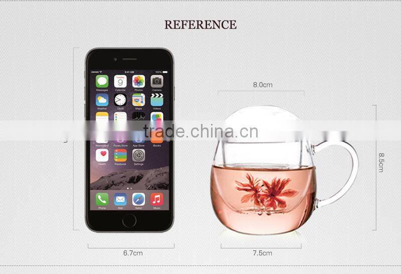 wholesale 300ml glass tea cup with strainer with lid high borosilicate glassware N6393