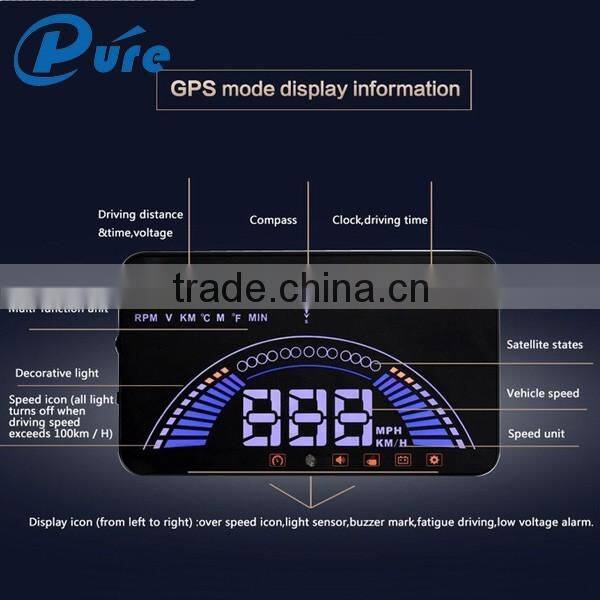Wholesale Factory price GPS and OBD Head Up Display HUD for Car With Speed and Overspeed Display