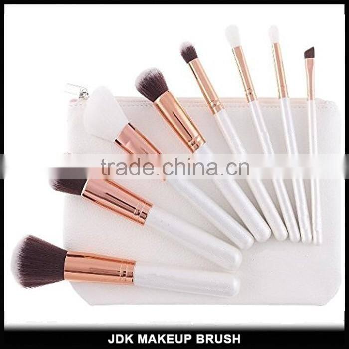 Private Label Graceful White handle Makeup brushes Face Rose gold travel makeup brush 8pcs set with makeup case
