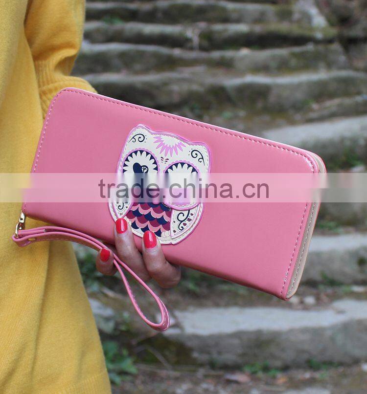 New Fashion Pu Leather Wallet Women And Girl Cute Owl Wallet Purse Handbag 2015