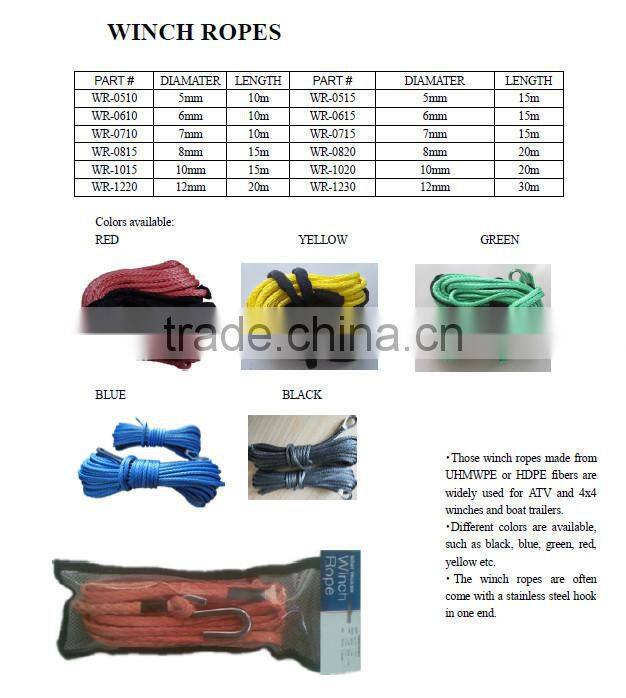 Uhmwpe winch cord 12 strand braid rope cordage