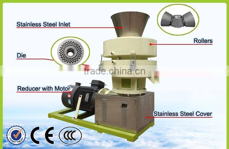 Belt and gear transmission pine wood pellet making machine/flat die wood pellet mill/rice husk pellet machine