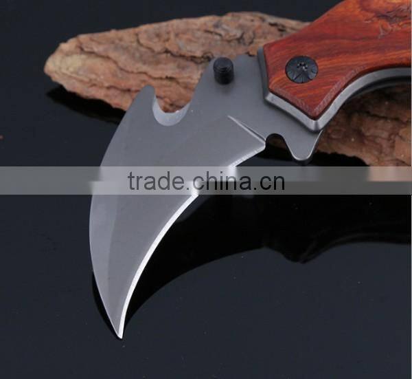 High Quality Outdoor Survival Wooden Handle Hunting Hook Knife