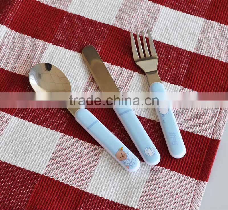 3pcs stainless steel cutlery set with strawberry printing