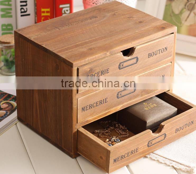 Three layers brown Wooden jewelry gift boxes