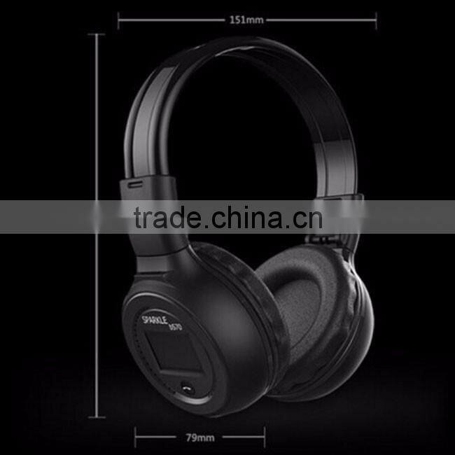 LED Display Screen Wireless Stereo Bluetooth Headset Headphone Handsfree Earphone With Mic, FM Radio, TF Card Slot