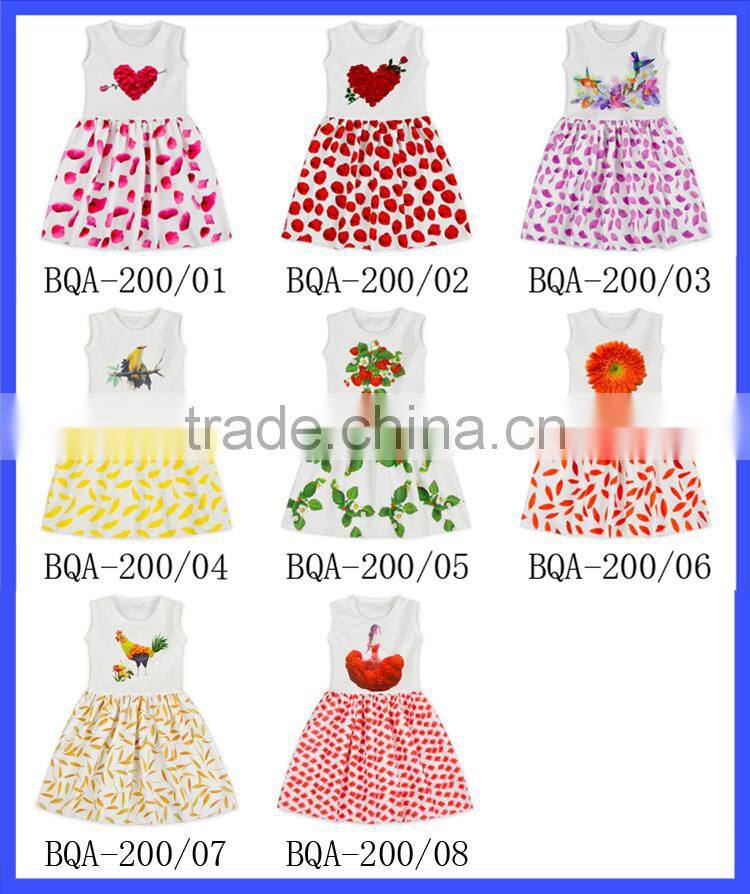 Princess Flower Print White Lovely Kids Dress Sleeveless Fairy Frocks Designs Girl Baby Dress