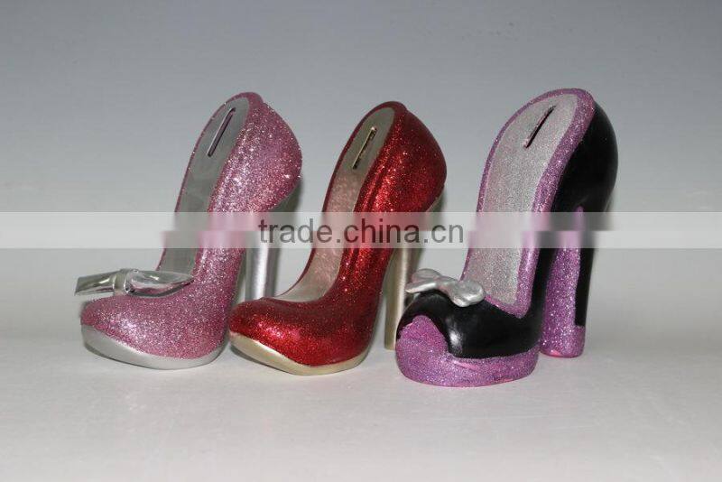 Ceramic high-heeled shoes coin bank