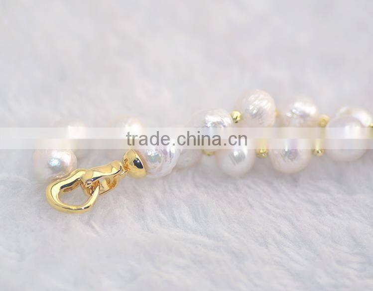 11-12mm white Eaison Pearl with 14K Gold clasp necklace