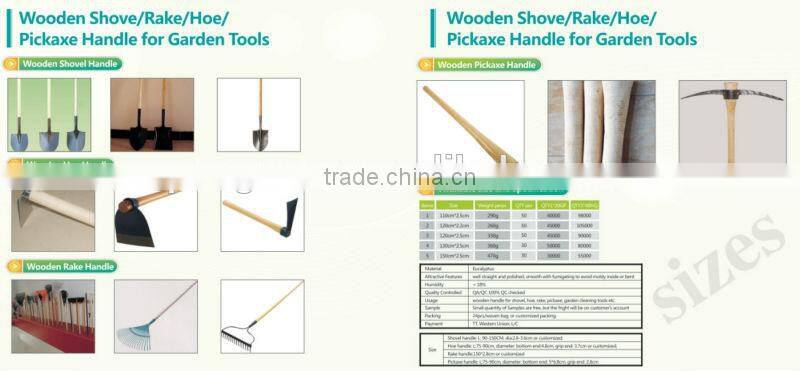 varnished wooden shovel handle garden stake