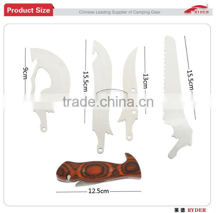 USA best selling wood hunting knife with 2 blade saw axe in outdoor