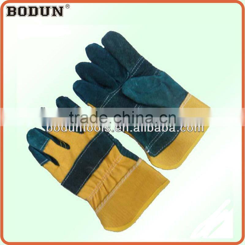 A2015 NEW golden cowhide split leather patch palm glove