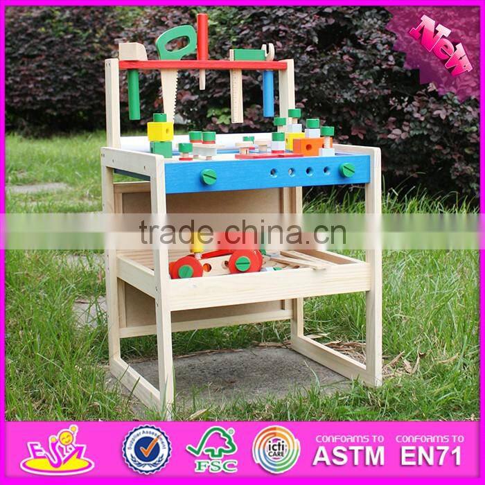 Hot sale preschool toy wooden kids tool box best design intelligent diy wooden kids tool box W03D018