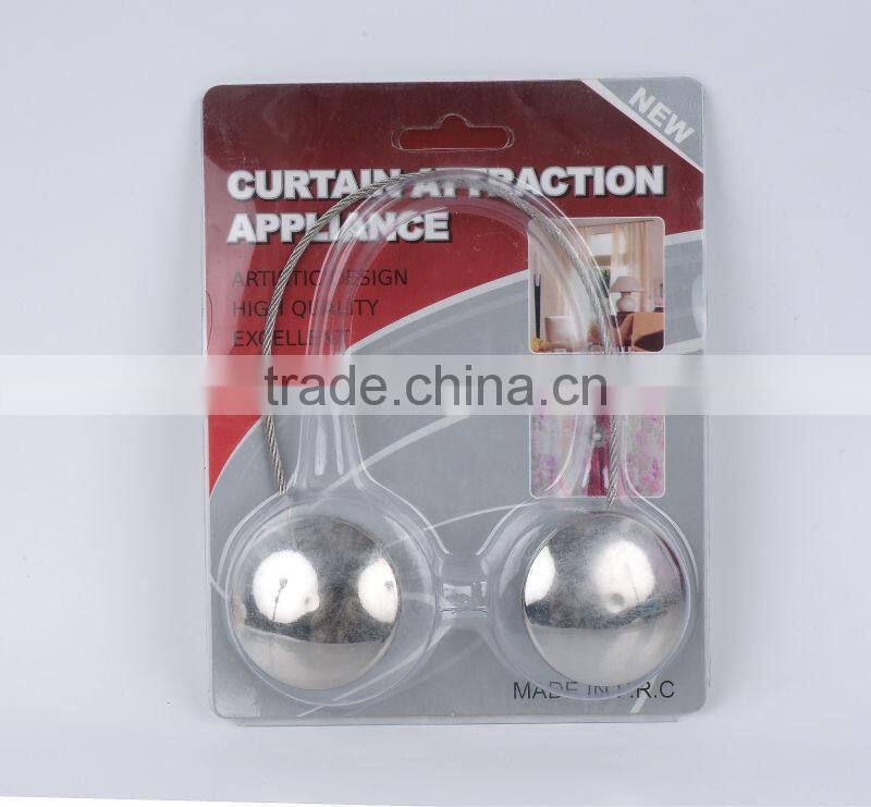 2015 new design round magnetic curtain tieback with ornaments