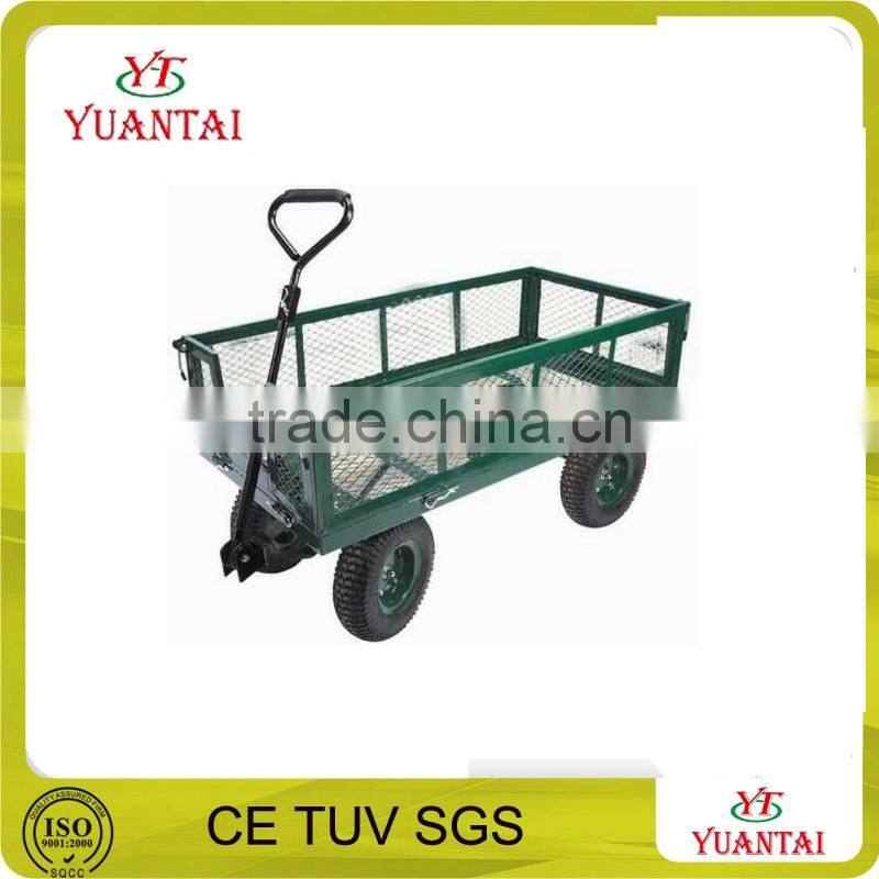 Heavy duty steel mesh four-wheel garden tool cart four-wheel wagon cart