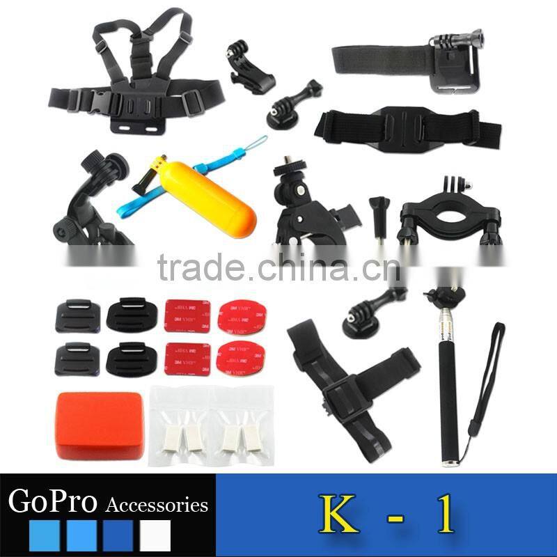2016 hot selling 24 in 1 kit used for gopros heros 4 accessories bundle of camera cases