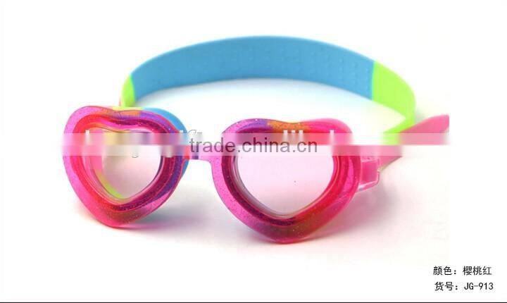 2016 Fashionable Heart Design Lens Swimming Goggles With Anti Fog