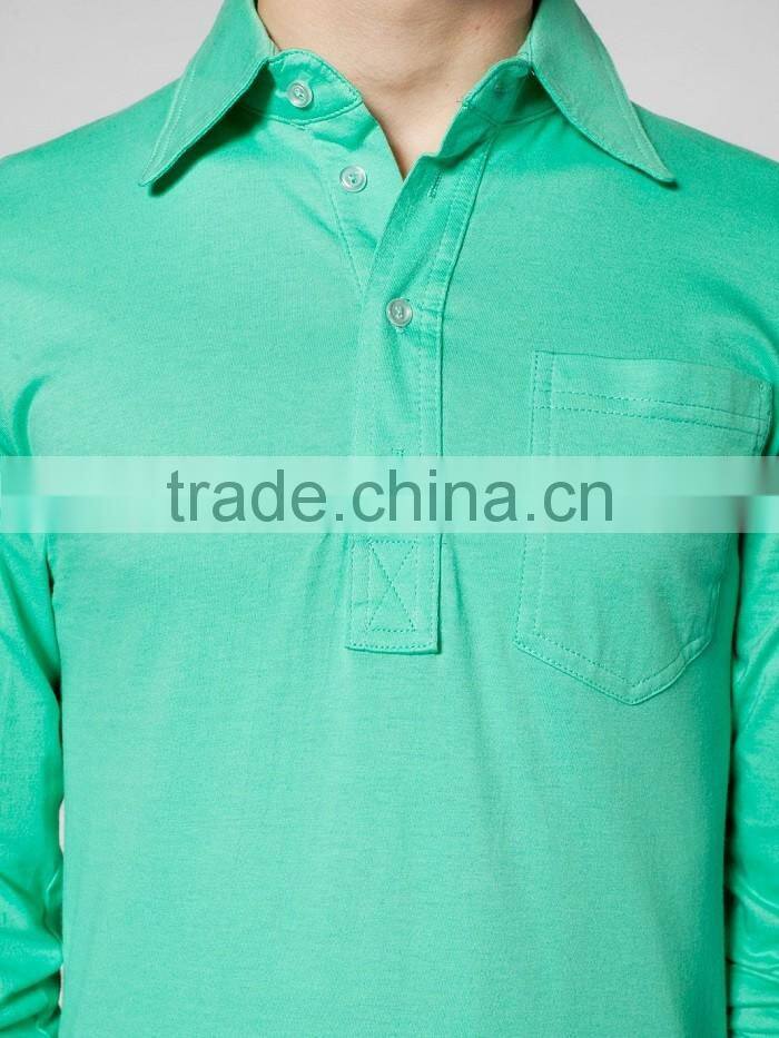 100% Cotton Jersey Long Sleeve Leisure pocket Shirt polo t-shirt
