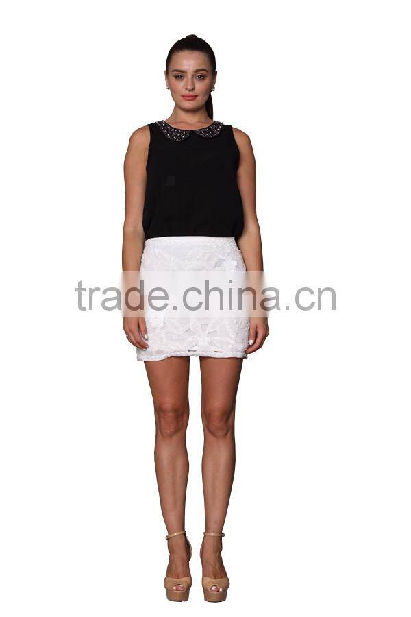 Ladies Beaded and Sequin Chiffon Short Skirt