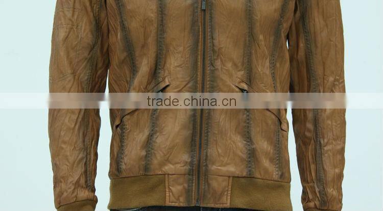 2014 men slim leather jacket in plus size