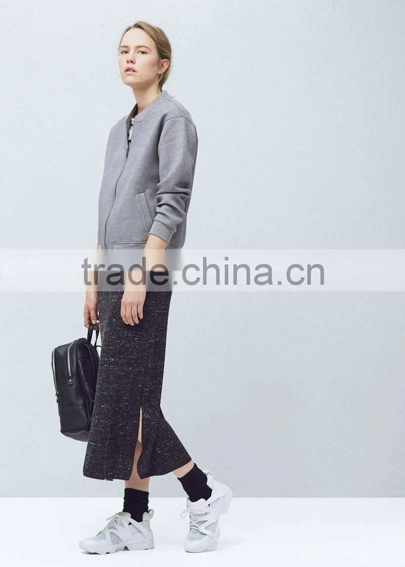 women custom designs grey high quality best price fashion plain bomber varsity jacket