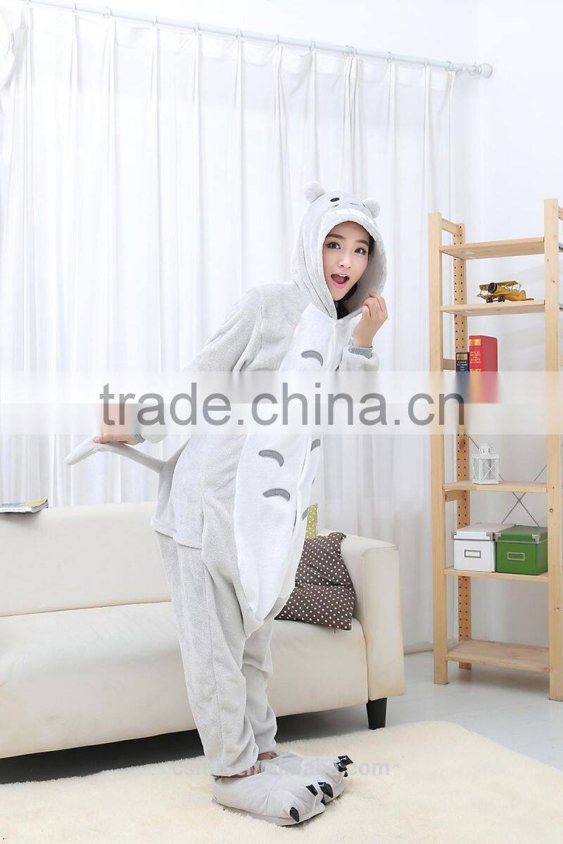 flannel cartoon adult animal jumpsuit animal pajamas jumpsuit totoro design