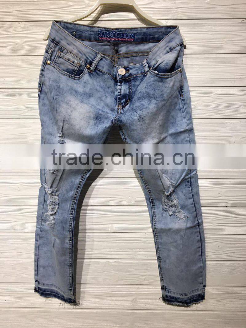 GZY New Style Fashion Ripped Jeans Women Garment Stock 2017