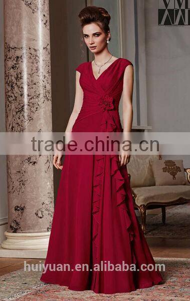 2015 Newest Style Luxurious V neck Red Bridal Dress