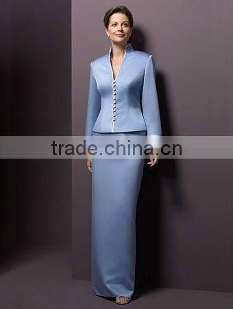 blue long sleeve jacket woman business suit